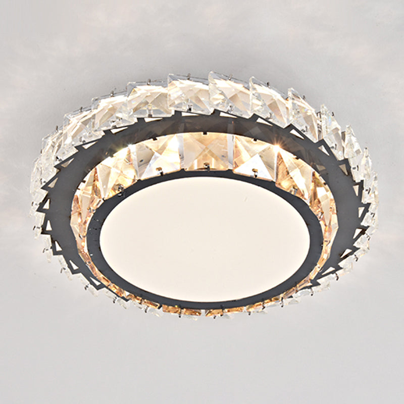 Contemporary Circular Flush Ceiling Light Crystal Corridor LED Flush Mount Lighting in Stainless-Steel Stainless-Steel Third Gear H Clearhalo 'Ceiling Lights' 'Close To Ceiling Lights' 'Close to ceiling' 'Flush mount' Lighting' 2172728