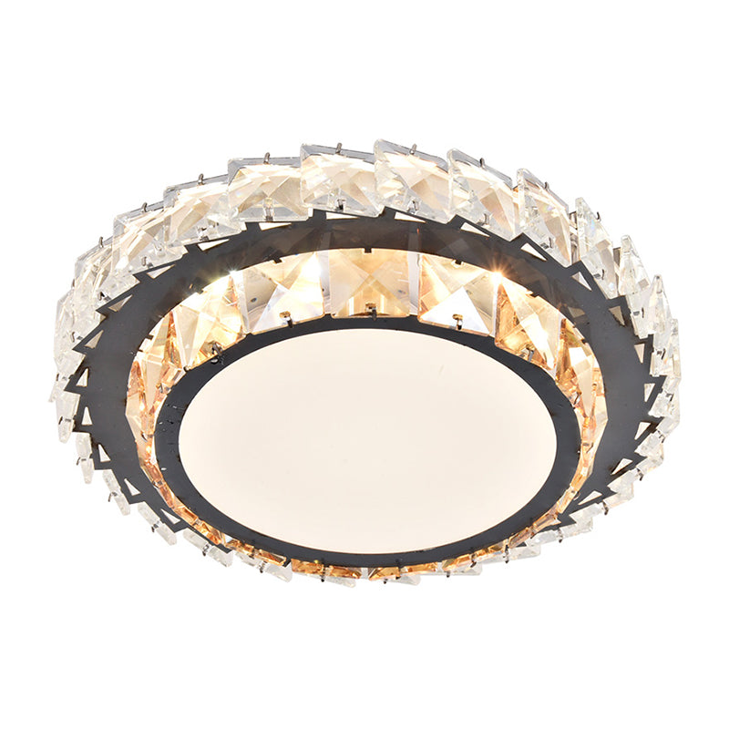 Contemporary Circular Flush Ceiling Light Crystal Corridor LED Flush Mount Lighting in Stainless-Steel Clearhalo 'Ceiling Lights' 'Close To Ceiling Lights' 'Close to ceiling' 'Flush mount' Lighting' 2172730