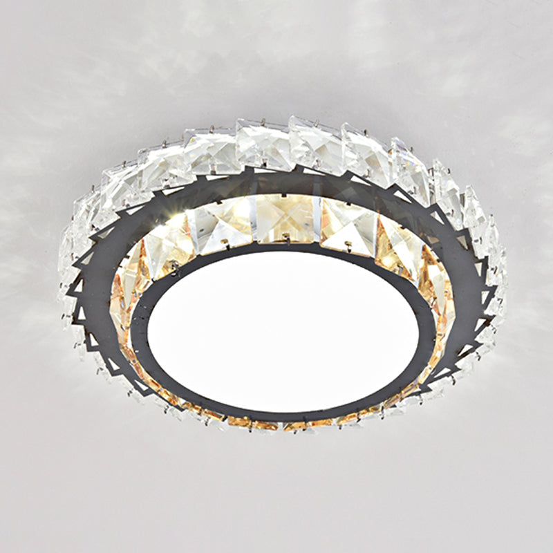 Contemporary Circular Flush Ceiling Light Crystal Corridor LED Flush Mount Lighting in Stainless-Steel Stainless-Steel White H Clearhalo 'Ceiling Lights' 'Close To Ceiling Lights' 'Close to ceiling' 'Flush mount' Lighting' 2172731