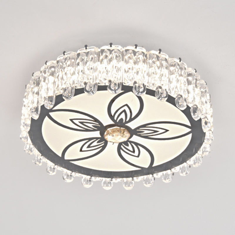 Contemporary Circular Flush Ceiling Light Crystal Corridor LED Flush Mount Lighting in Stainless-Steel Stainless-Steel Third Gear E Clearhalo 'Ceiling Lights' 'Close To Ceiling Lights' 'Close to ceiling' 'Flush mount' Lighting' 2172737