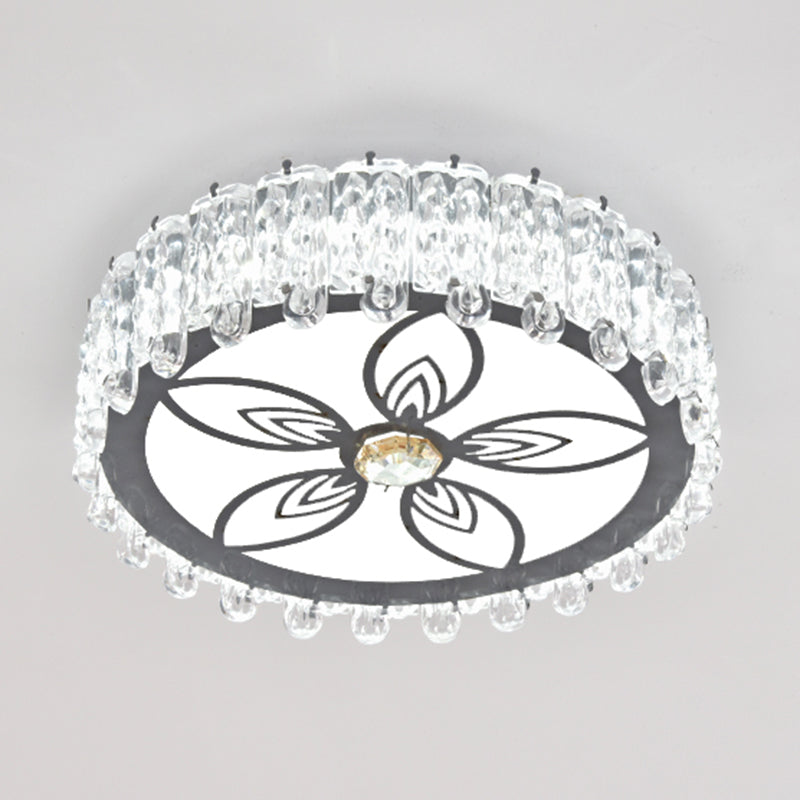 Contemporary Circular Flush Ceiling Light Crystal Corridor LED Flush Mount Lighting in Stainless-Steel Stainless-Steel White E Clearhalo 'Ceiling Lights' 'Close To Ceiling Lights' 'Close to ceiling' 'Flush mount' Lighting' 2172738
