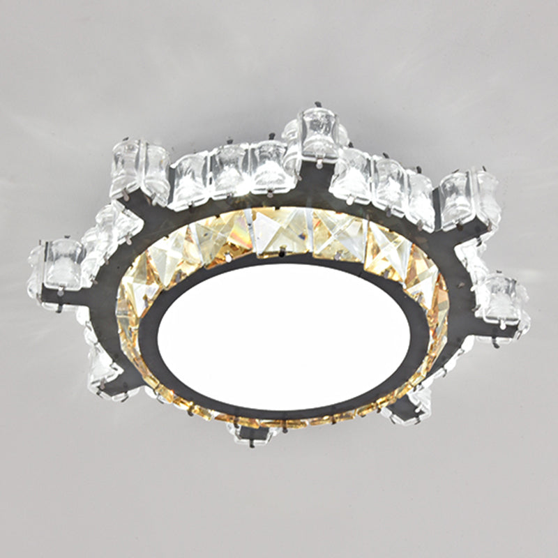 Contemporary Circular Flush Ceiling Light Crystal Corridor LED Flush Mount Lighting in Stainless-Steel Stainless-Steel White D Clearhalo 'Ceiling Lights' 'Close To Ceiling Lights' 'Close to ceiling' 'Flush mount' Lighting' 2172740