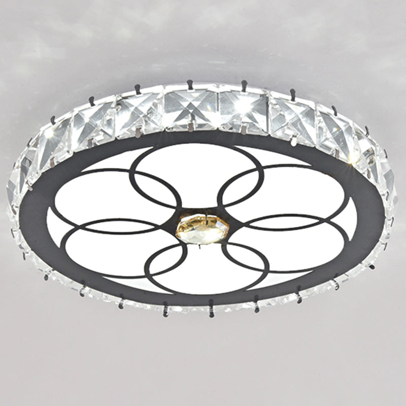Contemporary Circular Flush Ceiling Light Crystal Corridor LED Flush Mount Lighting in Stainless-Steel Stainless-Steel White C Clearhalo 'Ceiling Lights' 'Close To Ceiling Lights' 'Close to ceiling' 'Flush mount' Lighting' 2172742