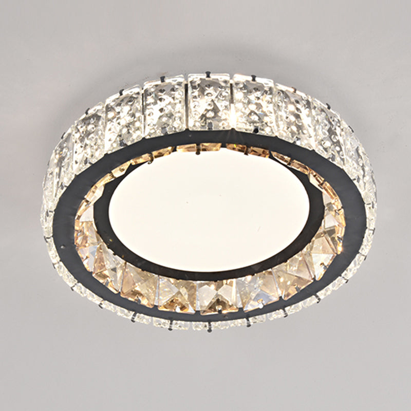 Contemporary Circular Flush Ceiling Light Crystal Corridor LED Flush Mount Lighting in Stainless-Steel Stainless-Steel Third Gear B Clearhalo 'Ceiling Lights' 'Close To Ceiling Lights' 'Close to ceiling' 'Flush mount' Lighting' 2172743