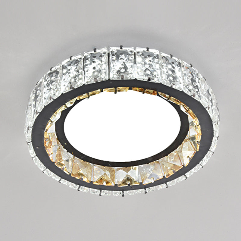 Contemporary Circular Flush Ceiling Light Crystal Corridor LED Flush Mount Lighting in Stainless-Steel Stainless-Steel White B Clearhalo 'Ceiling Lights' 'Close To Ceiling Lights' 'Close to ceiling' 'Flush mount' Lighting' 2172744
