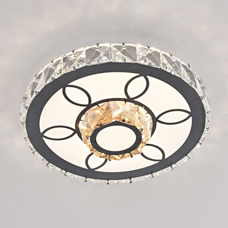 Contemporary Circular Flush Ceiling Light Crystal Corridor LED Flush Mount Lighting in Stainless-Steel Stainless-Steel Third Gear A Clearhalo 'Ceiling Lights' 'Close To Ceiling Lights' 'Close to ceiling' 'Flush mount' Lighting' 2172745