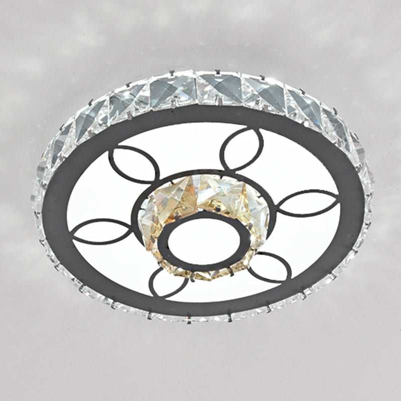 Contemporary Circular Flush Ceiling Light Crystal Corridor LED Flush Mount Lighting in Stainless-Steel Stainless-Steel White A Clearhalo 'Ceiling Lights' 'Close To Ceiling Lights' 'Close to ceiling' 'Flush mount' Lighting' 2172746