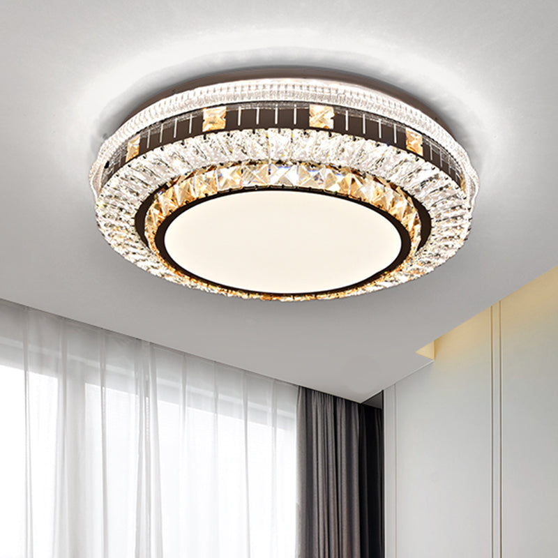 Drum LED Flush Mount Light Simplicity Crystal Bedroom Flush Mount Ceiling Light in Stainless-Steel Stainless-Steel Third Gear A Clearhalo 'Ceiling Lights' 'Close To Ceiling Lights' 'Close to ceiling' 'Flush mount' Lighting' 2172747