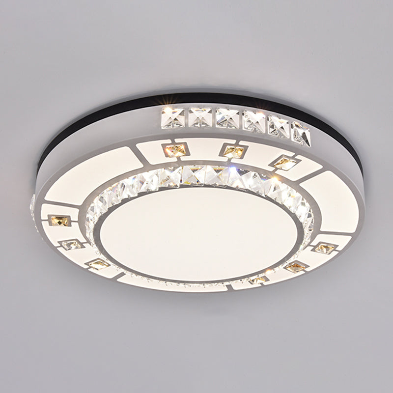Drum LED Flush Mount Light Simplicity Crystal Bedroom Flush Mount Ceiling Light in Stainless-Steel Stainless-Steel Third Gear B Clearhalo 'Ceiling Lights' 'Close To Ceiling Lights' 'Close to ceiling' 'Flush mount' Lighting' 2172751
