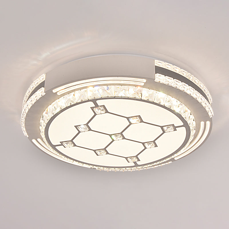 Drum LED Flush Mount Light Simplicity Crystal Bedroom Flush Mount Ceiling Light in Stainless-Steel Stainless-Steel Third Gear E Clearhalo 'Ceiling Lights' 'Close To Ceiling Lights' 'Close to ceiling' 'Flush mount' Lighting' 2172757