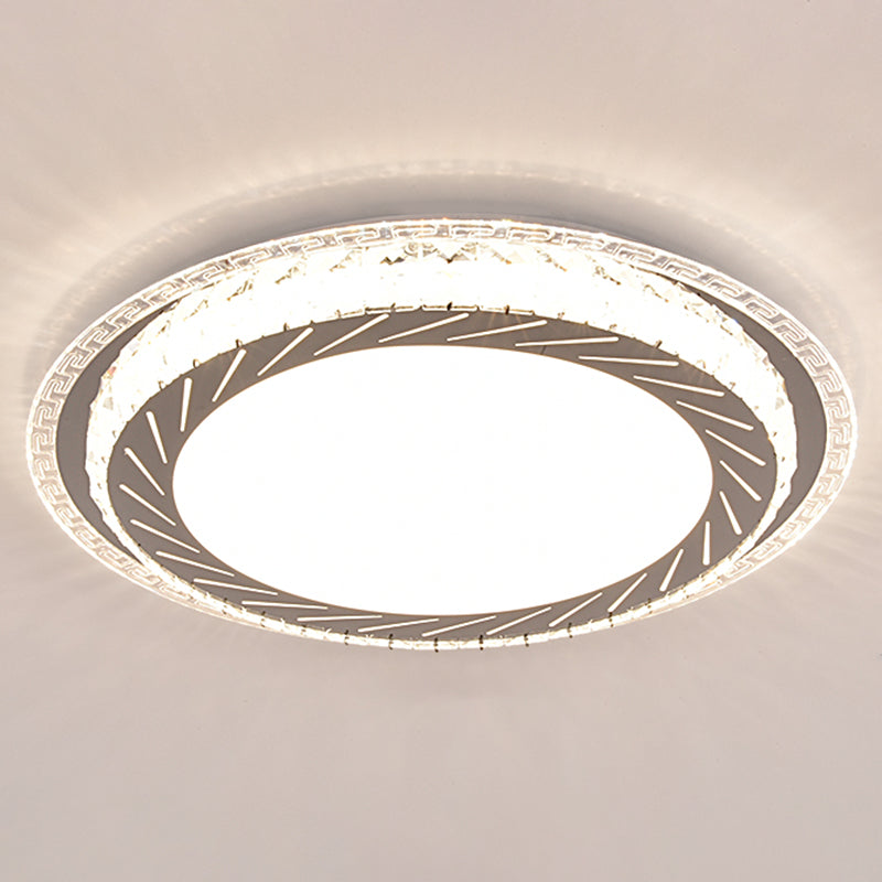 Drum LED Flush Mount Light Simplicity Crystal Bedroom Flush Mount Ceiling Light in Stainless-Steel Stainless-Steel Third Gear F Clearhalo 'Ceiling Lights' 'Close To Ceiling Lights' 'Close to ceiling' 'Flush mount' Lighting' 2172759