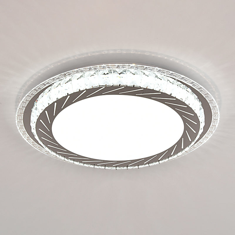 Drum LED Flush Mount Light Simplicity Crystal Bedroom Flush Mount Ceiling Light in Stainless-Steel Stainless-Steel Remote Control Stepless Dimming F Clearhalo 'Ceiling Lights' 'Close To Ceiling Lights' 'Close to ceiling' 'Flush mount' Lighting' 2172760
