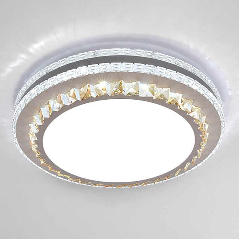 Drum LED Flush Mount Light Simplicity Crystal Bedroom Flush Mount Ceiling Light in Stainless-Steel Stainless-Steel Remote Control Stepless Dimming G Clearhalo 'Ceiling Lights' 'Close To Ceiling Lights' 'Close to ceiling' 'Flush mount' Lighting' 2172765
