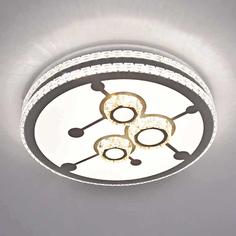Drum LED Flush Mount Light Simplicity Crystal Bedroom Flush Mount Ceiling Light in Stainless-Steel Stainless-Steel Third Gear H Clearhalo 'Ceiling Lights' 'Close To Ceiling Lights' 'Close to ceiling' 'Flush mount' Lighting' 2172766
