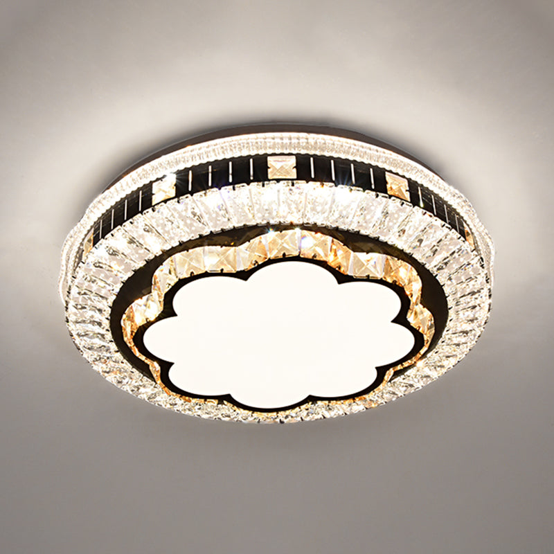 Drum LED Flush Mount Light Simplicity Crystal Bedroom Flush Mount Ceiling Light in Stainless-Steel Stainless-Steel Third Gear I Clearhalo 'Ceiling Lights' 'Close To Ceiling Lights' 'Close to ceiling' 'Flush mount' Lighting' 2172768