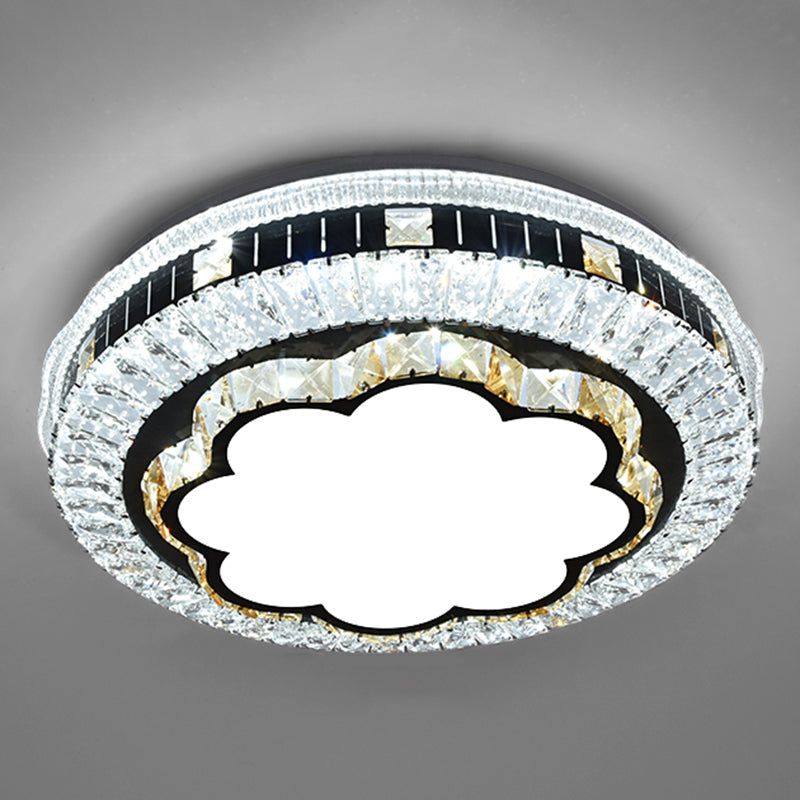 Drum LED Flush Mount Light Simplicity Crystal Bedroom Flush Mount Ceiling Light in Stainless-Steel Stainless-Steel Remote Control Stepless Dimming I Clearhalo 'Ceiling Lights' 'Close To Ceiling Lights' 'Close to ceiling' 'Flush mount' Lighting' 2172769