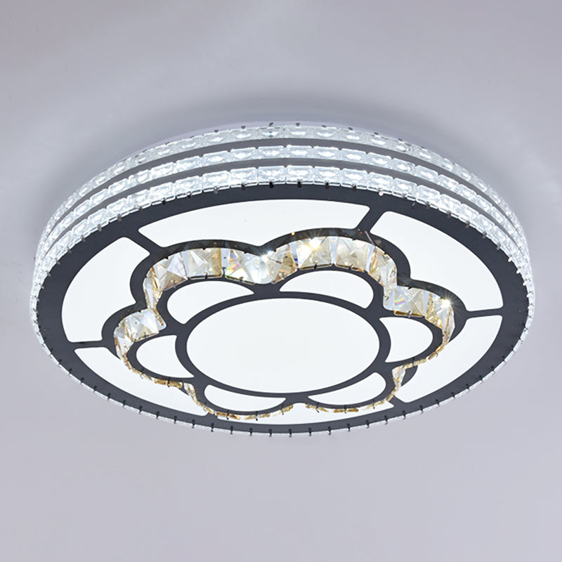 Drum LED Flush Mount Light Simplicity Crystal Bedroom Flush Mount Ceiling Light in Stainless-Steel Stainless-Steel Remote Control Stepless Dimming J Clearhalo 'Ceiling Lights' 'Close To Ceiling Lights' 'Close to ceiling' 'Flush mount' Lighting' 2172771