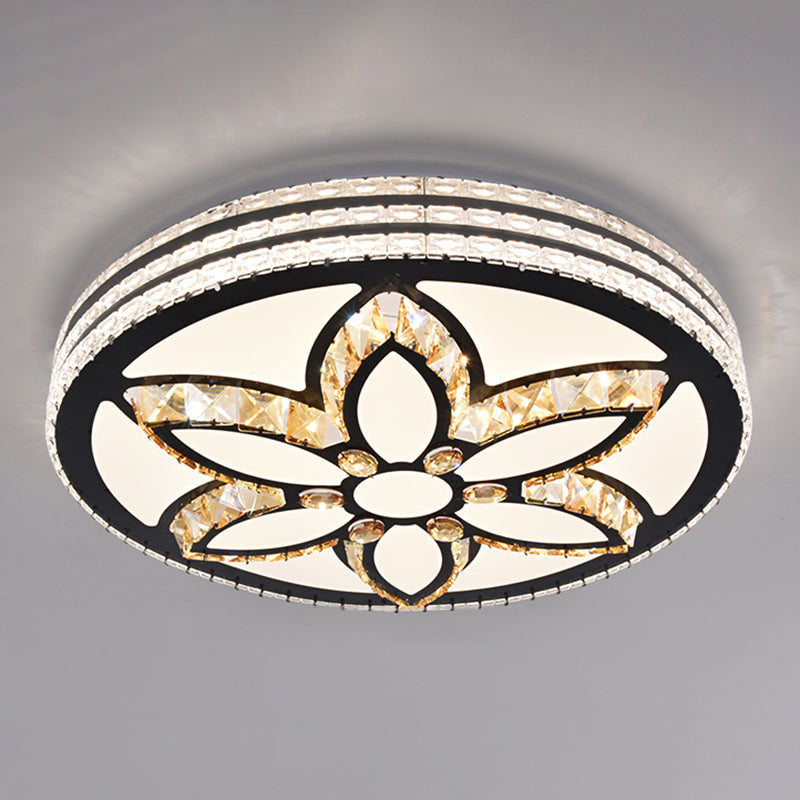 Drum LED Flush Mount Light Simplicity Crystal Bedroom Flush Mount Ceiling Light in Stainless-Steel Stainless-Steel Third Gear K Clearhalo 'Ceiling Lights' 'Close To Ceiling Lights' 'Close to ceiling' 'Flush mount' Lighting' 2172772