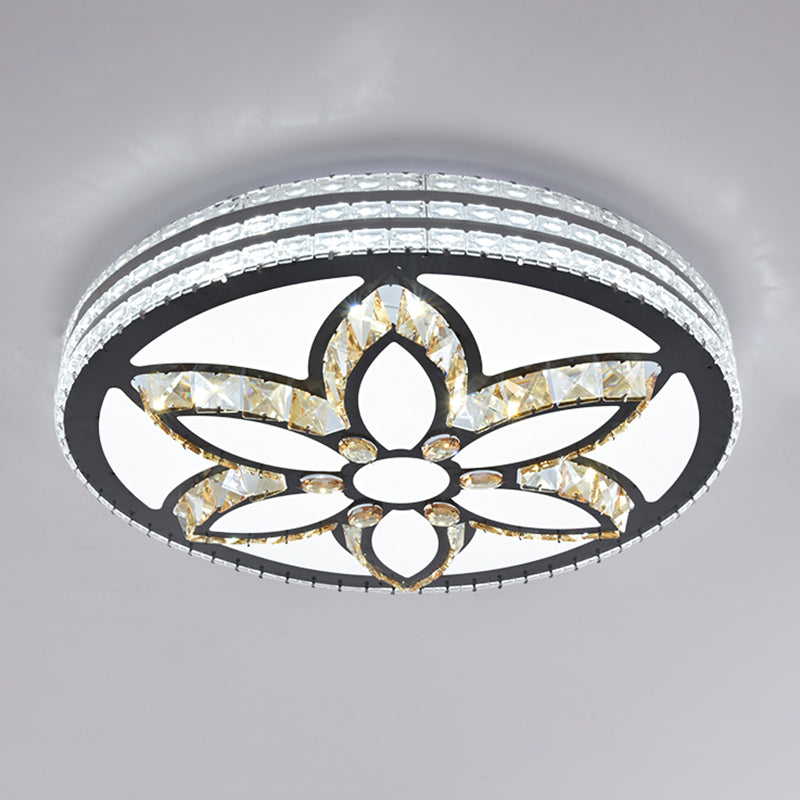 Drum LED Flush Mount Light Simplicity Crystal Bedroom Flush Mount Ceiling Light in Stainless-Steel Stainless-Steel Remote Control Stepless Dimming K Clearhalo 'Ceiling Lights' 'Close To Ceiling Lights' 'Close to ceiling' 'Flush mount' Lighting' 2172773