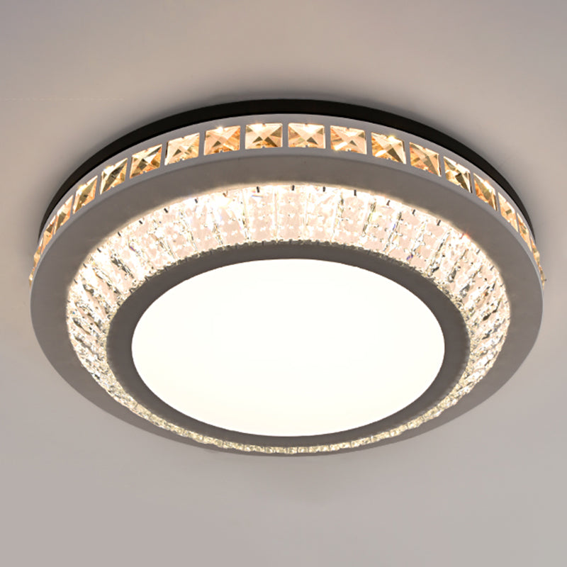 Drum LED Flush Mount Light Simplicity Crystal Bedroom Flush Mount Ceiling Light in Stainless-Steel Stainless-Steel Third Gear L Clearhalo 'Ceiling Lights' 'Close To Ceiling Lights' 'Close to ceiling' 'Flush mount' Lighting' 2172774