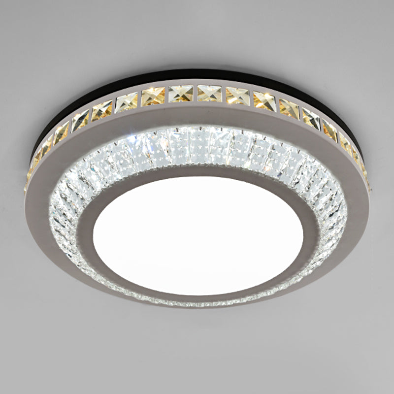 Drum LED Flush Mount Light Simplicity Crystal Bedroom Flush Mount Ceiling Light in Stainless-Steel Stainless-Steel Remote Control Stepless Dimming L Clearhalo 'Ceiling Lights' 'Close To Ceiling Lights' 'Close to ceiling' 'Flush mount' Lighting' 2172775