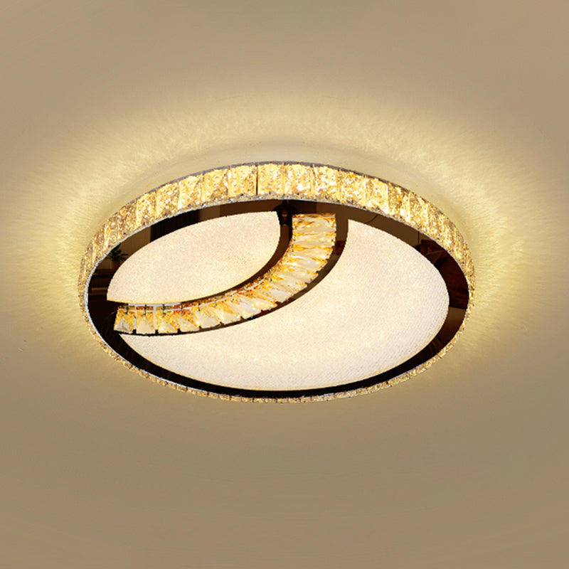 Stainless-Steel Geometrical Flush Mount Lighting Minimalist Crystal LED Flush Mount Fixture Stainless-Steel I Clearhalo 'Ceiling Lights' 'Close To Ceiling Lights' 'Close to ceiling' 'Flush mount' Lighting' 2172785