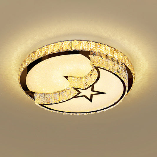 Stainless-Steel Geometrical Flush Mount Lighting Minimalist Crystal LED Flush Mount Fixture Stainless-Steel F Clearhalo 'Ceiling Lights' 'Close To Ceiling Lights' 'Close to ceiling' 'Flush mount' Lighting' 2172787