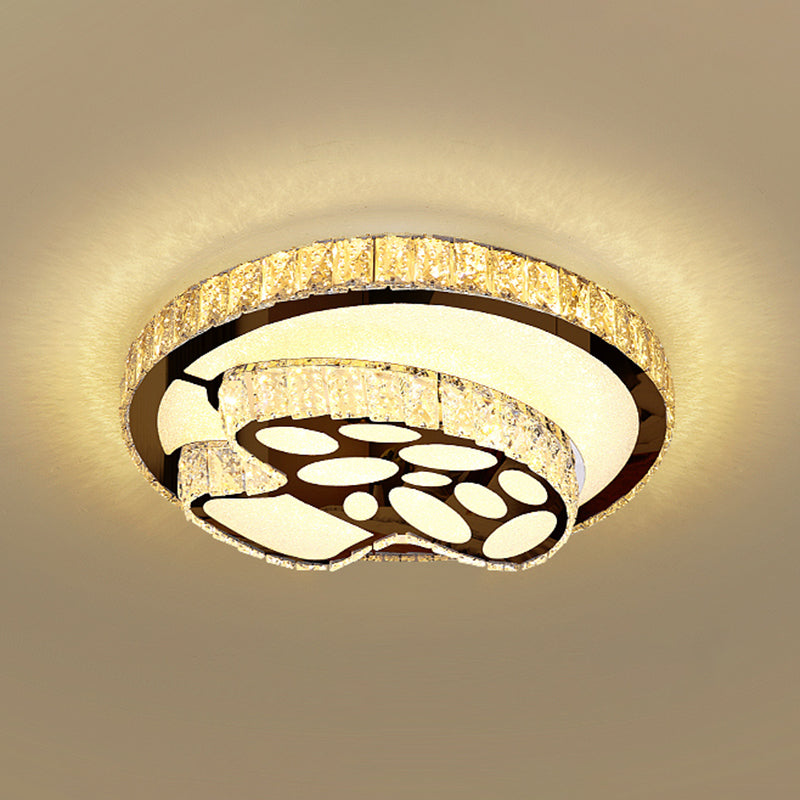 Stainless-Steel Geometrical Flush Mount Lighting Minimalist Crystal LED Flush Mount Fixture Stainless-Steel E Clearhalo 'Ceiling Lights' 'Close To Ceiling Lights' 'Close to ceiling' 'Flush mount' Lighting' 2172788