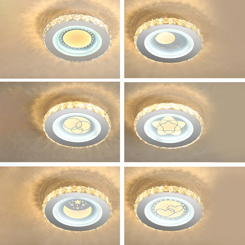 Circle Shaped LED Flush Mount Modern Crystal Stainless-Steel Flushmount Ceiling Light Clearhalo 'Ceiling Lights' 'Close To Ceiling Lights' 'Close to ceiling' 'Flush mount' Lighting' 2172795