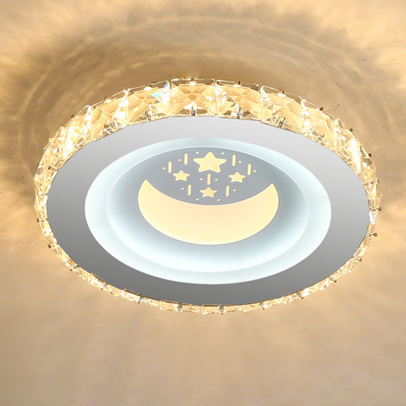 Circle Shaped LED Flush Mount Modern Crystal Stainless-Steel Flushmount Ceiling Light Stainless-Steel Moon Clearhalo 'Ceiling Lights' 'Close To Ceiling Lights' 'Close to ceiling' 'Flush mount' Lighting' 2172802