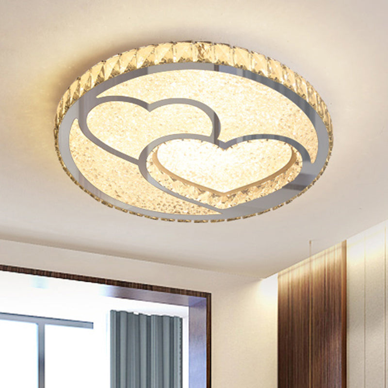 Round Bedroom Flush Ceiling Light Crystal Contemporary LED Flush Mount Lighting Fixture in Stainless-Steel Clearhalo 'Ceiling Lights' 'Close To Ceiling Lights' 'Close to ceiling' 'Flush mount' Lighting' 2172803