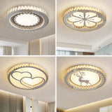 Round Bedroom Flush Ceiling Light Crystal Contemporary LED Flush Mount Lighting Fixture in Stainless-Steel Clearhalo 'Ceiling Lights' 'Close To Ceiling Lights' 'Close to ceiling' 'Flush mount' Lighting' 2172804