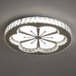 Round Bedroom Flush Ceiling Light Crystal Contemporary LED Flush Mount Lighting Fixture in Stainless-Steel Stainless-Steel White Flower Clearhalo 'Ceiling Lights' 'Close To Ceiling Lights' 'Close to ceiling' 'Flush mount' Lighting' 2172815