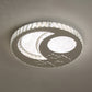 Round Bedroom Flush Ceiling Light Crystal Contemporary LED Flush Mount Lighting Fixture in Stainless-Steel Stainless-Steel Moon Clearhalo 'Ceiling Lights' 'Close To Ceiling Lights' 'Close to ceiling' 'Flush mount' Lighting' 2172821