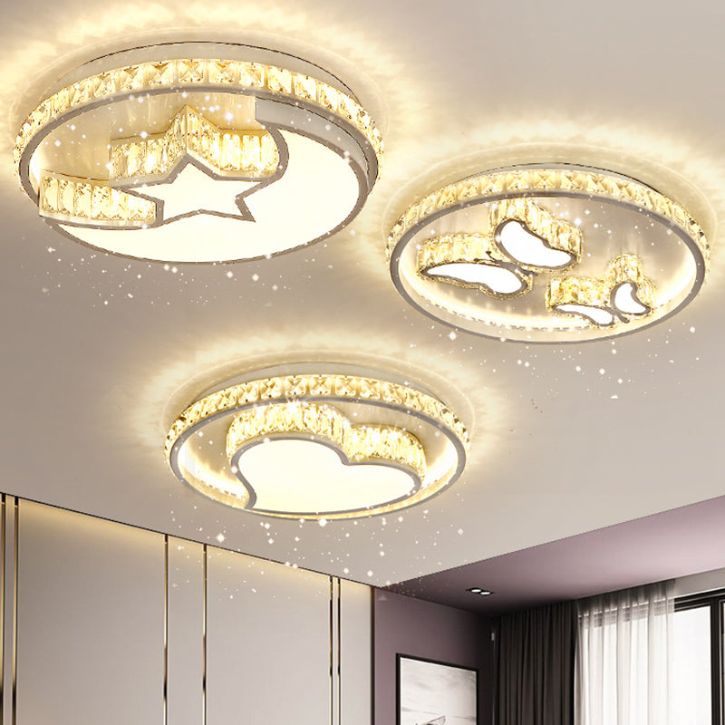 Simplicity Geometric LED Flush Mount Light Crystal Bedroom Flush Mount Ceiling Light in Stainless-Steel Clearhalo 'Ceiling Lights' 'Close To Ceiling Lights' 'Close to ceiling' 'Flush mount' Lighting' 2172832