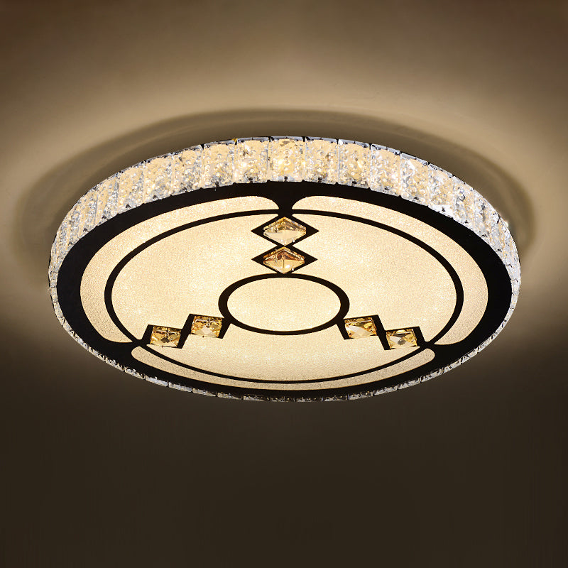 Circular Flush Light Artistic K9 Crystal Dining Room LED Flush Ceiling Light Fixture in Stainless-Steel Stainless-Steel F Clearhalo 'Ceiling Lights' 'Close To Ceiling Lights' 'Close to ceiling' 'Flush mount' Lighting' 2172841