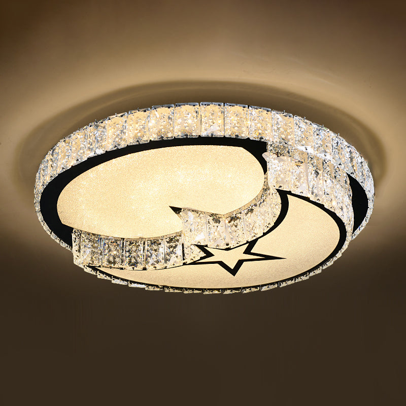 Circular Flush Light Artistic K9 Crystal Dining Room LED Flush Ceiling Light Fixture in Stainless-Steel Clearhalo 'Ceiling Lights' 'Close To Ceiling Lights' 'Close to ceiling' 'Flush mount' Lighting' 2172844
