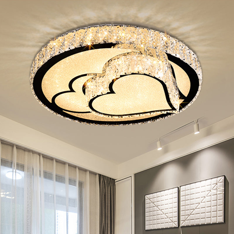 Circular Flush Light Artistic K9 Crystal Dining Room LED Flush Ceiling Light Fixture in Stainless-Steel Stainless-Steel J Clearhalo 'Ceiling Lights' 'Close To Ceiling Lights' 'Close to ceiling' 'Flush mount' Lighting' 2172846