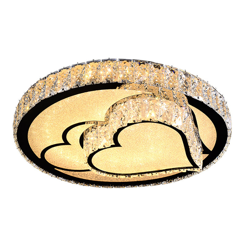 Circular Flush Light Artistic K9 Crystal Dining Room LED Flush Ceiling Light Fixture in Stainless-Steel Clearhalo 'Ceiling Lights' 'Close To Ceiling Lights' 'Close to ceiling' 'Flush mount' Lighting' 2172847