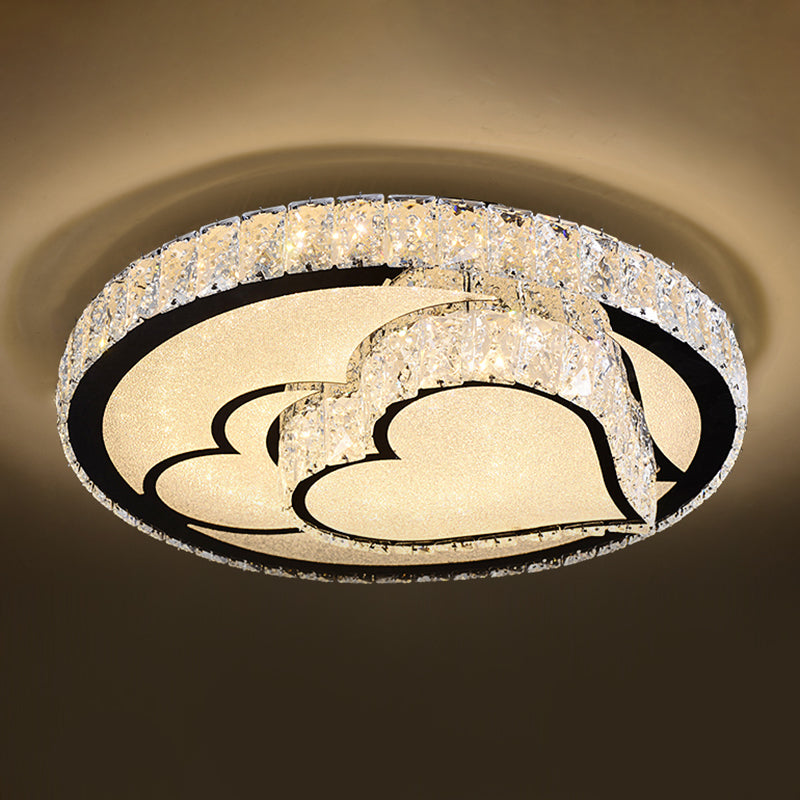 Circular Flush Light Artistic K9 Crystal Dining Room LED Flush Ceiling Light Fixture in Stainless-Steel Clearhalo 'Ceiling Lights' 'Close To Ceiling Lights' 'Close to ceiling' 'Flush mount' Lighting' 2172848