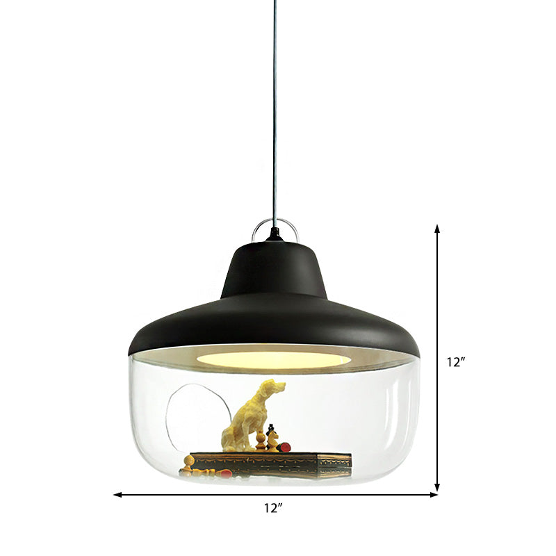 Black/Yellow Urn Hanging Pendant Light Macaron Style 1 Light Clear Glass Ceiling Lamp for Dining Room Clearhalo 'Ceiling Lights' 'Chandeliers' 'Glass shade' 'Glass' 'Modern Pendants' 'Modern' 'Pendant Lights' 'Pendants' Lighting' 217500