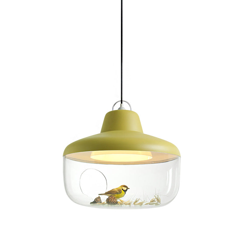 Black/Yellow Urn Hanging Pendant Light Macaron Style 1 Light Clear Glass Ceiling Lamp for Dining Room Clearhalo 'Ceiling Lights' 'Chandeliers' 'Glass shade' 'Glass' 'Modern Pendants' 'Modern' 'Pendant Lights' 'Pendants' Lighting' 217508