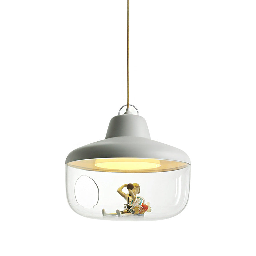 Black/Yellow Urn Hanging Pendant Light Macaron Style 1 Light Clear Glass Ceiling Lamp for Dining Room Clearhalo 'Ceiling Lights' 'Chandeliers' 'Glass shade' 'Glass' 'Modern Pendants' 'Modern' 'Pendant Lights' 'Pendants' Lighting' 217513