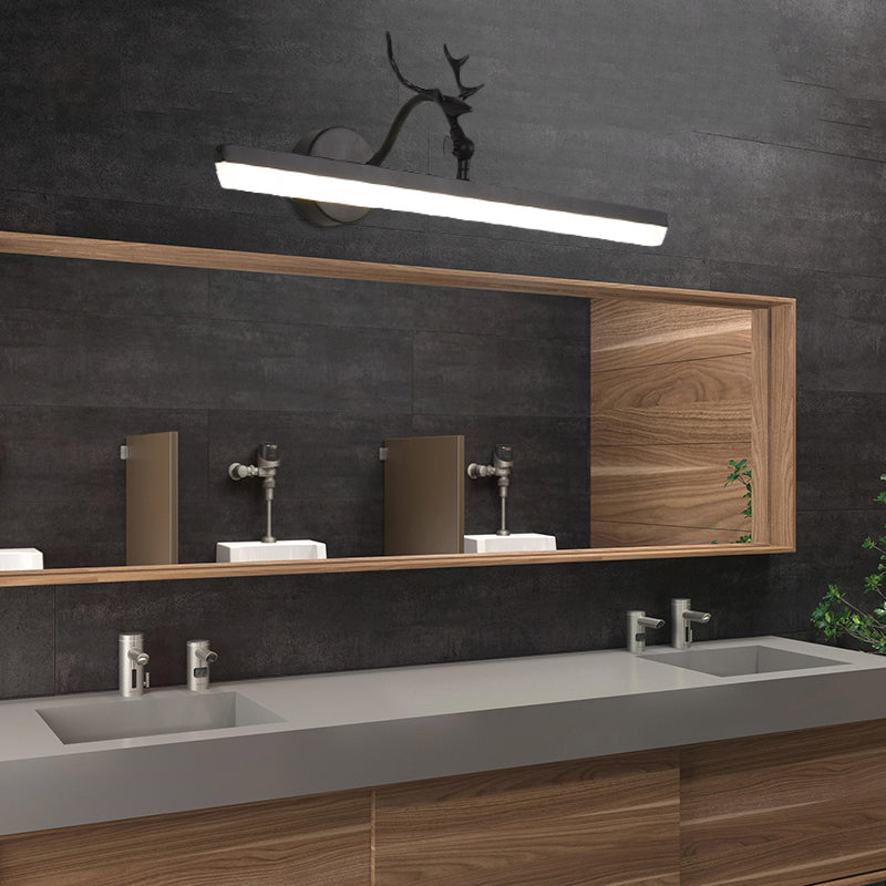 LED Wall Light with Linear Metal Shade Classic Bathroom Vanity Lighting Fixture in Black, 16.5"/28"/38" Wide Black 22.5" Clearhalo 'Vanity Lights' 'Wall Lights' Lighting' 217617