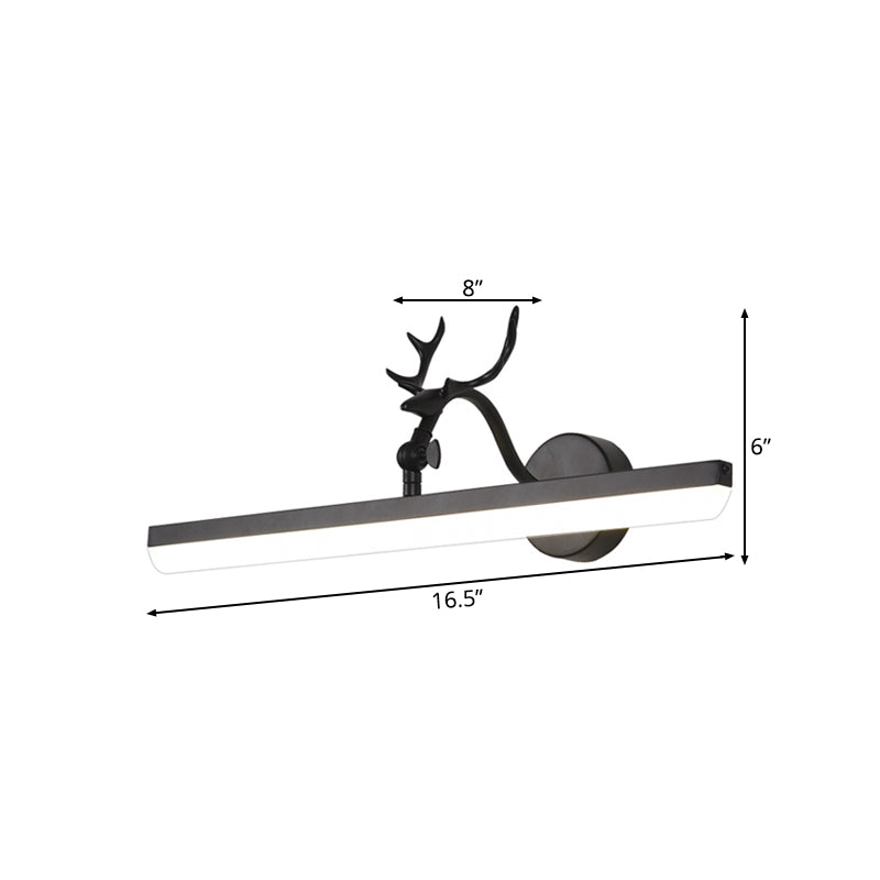 LED Wall Light with Linear Metal Shade Classic Bathroom Vanity Lighting Fixture in Black, 16.5"/28"/38" Wide Clearhalo 'Vanity Lights' 'Wall Lights' Lighting' 217621