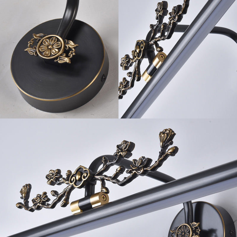 Elongated Vanity Lighting Traditional 14"/18"/23" W LED Metal Sconce Light Fixture for Bathroom in Black/Antique Brass Clearhalo 'Vanity Lights' 'Wall Lights' Lighting' 217734