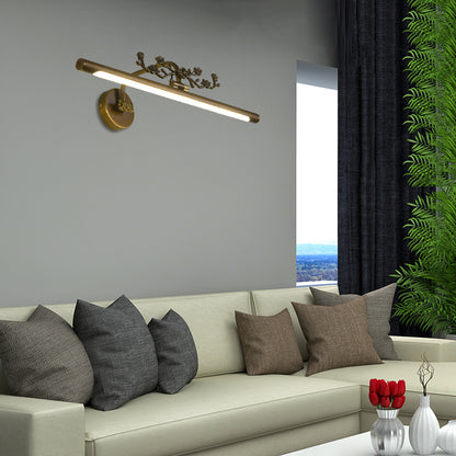 Elongated Vanity Lighting Traditional 14"/18"/23" W LED Metal Sconce Light Fixture for Bathroom in Black/Antique Brass Antique Brass 14" Clearhalo 'Vanity Lights' 'Wall Lights' Lighting' 217737