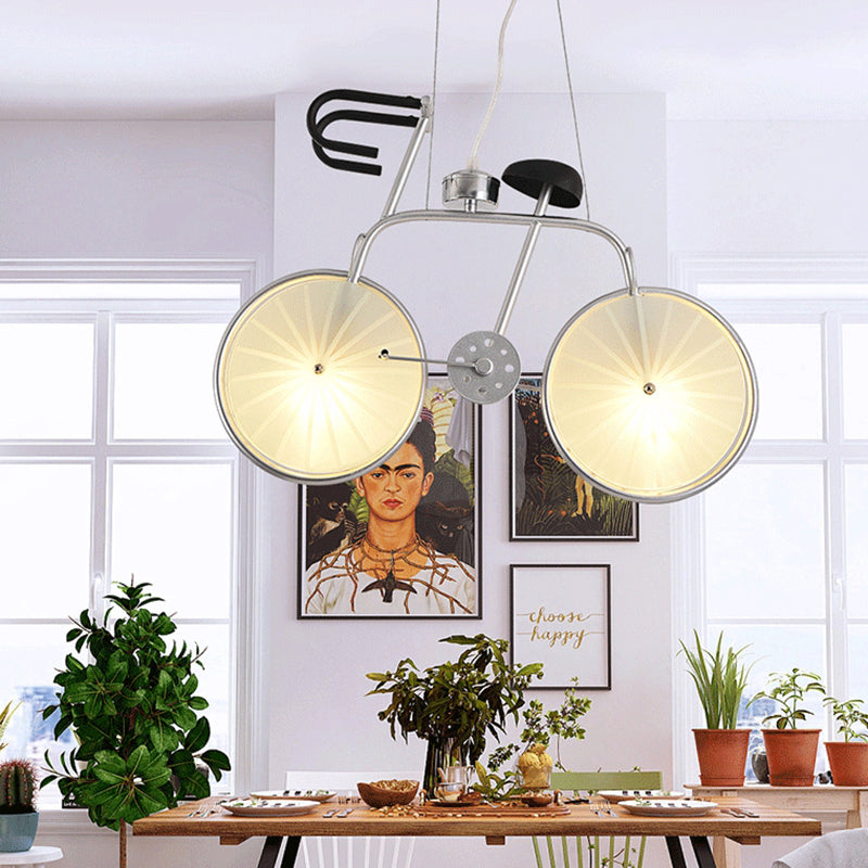 Blue/White Bicycle Chandelier Light Fixture Kids 2/3 Lights Metallic and Acrylic Pendant Lamp for Dining Room Clearhalo 'Ceiling Lights' 'Chandeliers' Lighting' options 217777