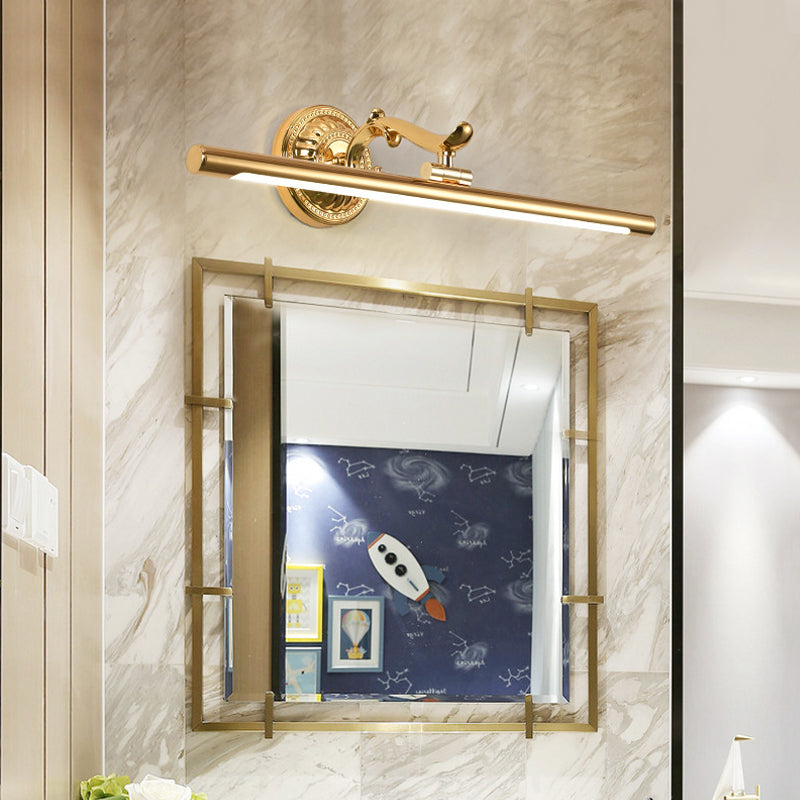 LED Wall Light with Elongated Metal Shade Classic Bathroom Vanity Lighting Fixture in Bronze/Gold, 16"/21.5"/25.5" Wide Gold 25.5" Clearhalo 'Vanity Lights' 'Wall Lights' Lighting' 217800