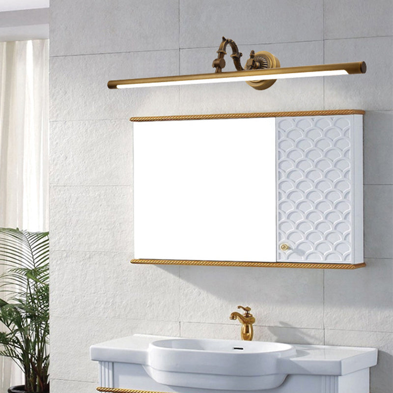 18"/23"/29.5" Wide Linear Sconce Lamp Traditional LED Metal Wall Mounted Vanity Light in Antique Brass Antique Brass 29.5" Clearhalo 'Vanity Lights' 'Wall Lights' Lighting' 217841